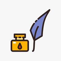 Design Illustration graphic of Quill and Ink icon with colored outline style. Suitable for historical presentation, UI, mobile design, web design, etc. vector