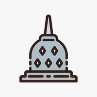 Design Illustration graphic of Borobudur temple icon with colored outline style. Suitable for historical presentation, UI, mobile design, web design, etc. vector