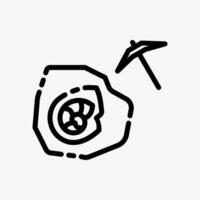 Design Illustration graphic of fossil discovery icon with line style. Suitable for historical presentation, UI, mobile design, web design, etc. vector