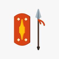Design Illustration graphic of Ancient Weapon icon with flat style. Suitable for historical presentation, UI, mobile design, web design, etc. vector