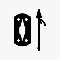 Design Illustration graphic of Ancient Weapon icon with glyph style. Suitable for historical presentation, UI, mobile design, web design, etc. vector