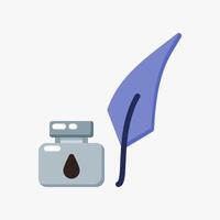 Design Illustration graphic of Quill and Ink icon with flat style. Suitable for historical presentation, UI, mobile design, web design, etc. vector
