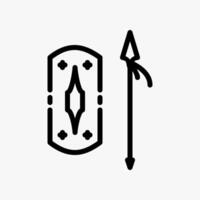 Design Illustration graphic of Ancient Weapon icon with line style. Suitable for historical presentation, UI, mobile design, web design, etc. vector