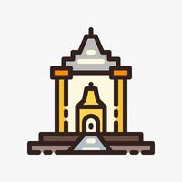Design Illustration graphic of Ancient Temple icon with colored outline style. Suitable for historical presentation, UI, mobile design, web design, etc. vector