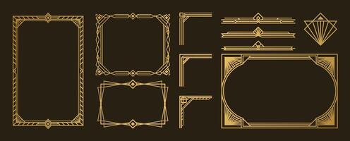Art deco line border ornament set. vector