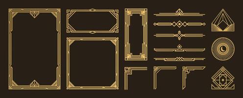 Art deco frame and divider set vector