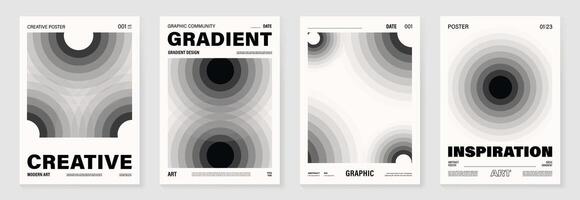 Abstract monochrome black and white poster background set. vector