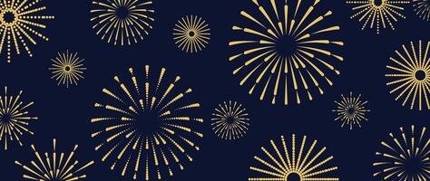 Happy Holidays background design. Decorative gradient vibrant golden festive fireworks on dark background. Design illustration for banner, social media, advertising, website. vector