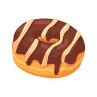 Tasty chocolate donut with a creamy drizzle, isolated on white. Ideal for bakery, dessert, and food related projects. vector