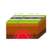 Cross-Section Illustration of Earthquake Impact on Road Infrastructure with Seismic Waves vector