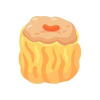 Colorful illustration of a dim sum dumpling with a savory filling, perfect for culinary and food-related projects vector