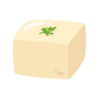 Illustration of a fresh tofu block with a parsley garnish, perfect for culinary. vector