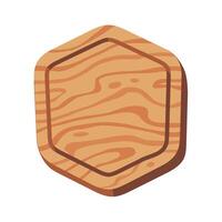 Wooden Hexagonal Plaque with Natural Grain Pattern on White Background for Design and Decoration vector