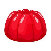 Vibrant red gelatin dessert with a glossy finish, isolated on a white background. vector