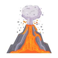 Illustration of an Erupting Volcano with Lava and Smoke on a White Background vector