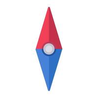 Simple red and blue compass icon, ideal for navigation, travel, and design projects. vector