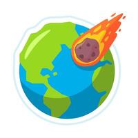 Cartoon Illustration of Earth with Approaching Meteor in a and Playful Style vector