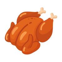 illustration of a perfectly roasted whole chicken with crispy skin, ideal for culinary and food-related designs vector