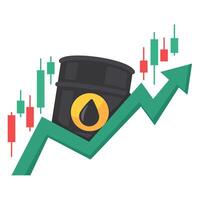 Oil Market Growth Concept with Rising Graph and Candlestick Chart Illustration on White Background vector