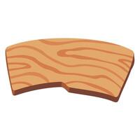 Wooden Cutting Board with Natural Grain Pattern on White Background for Kitchen. vector