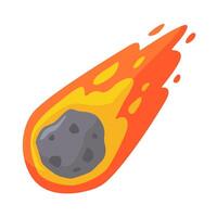 Fiery Meteor Streaking Across White Background with Vibrant Flames and Dynamic Motion. vector