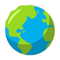 Illustration of Earth with Green Continents and Blue Oceans on a White Background vector