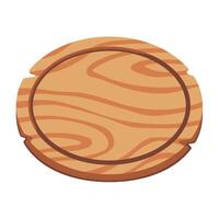 Wooden Cutting Board with Natural Grain Pattern on White Background vector
