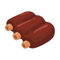 Flat design illustration of barbecue ribs, perfect for culinary and food related projects vector