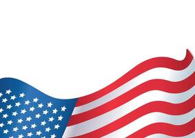 Elegant representation of a waving American flag with bold red and white stripes and a blue field filled with white stars, set against a white background. vector