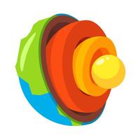 3D Illustration of Earth Layers with Core, Mantle, and Crust in a Simplified Educational Diagram vector