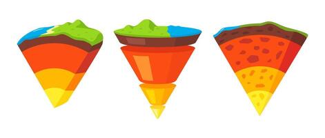 Vibrant illustrations depicting Earth's layers in cross-section, ideal for educational and scientific purposes. vector