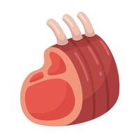 A raw rack of lamb with three ribs, ideal for culinary projects. vector