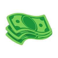 Stack of Cartoon Dollar Bills with Elastic Band on White Background - Financial and Economic Concept Illustration vector