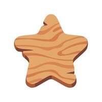 Wooden Star Shaped Object with Natural Grain Pattern on White Background for Design and Craft Projects vector