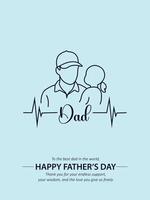 Happy father's day, doodle line art vector