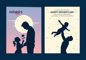Fathers day card design, father and son silhouette vector