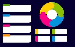 Infographic colorful puzzle pieces and blank text boxes for business promotion. vector