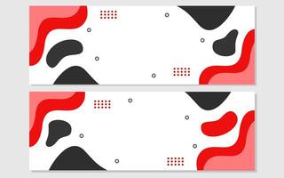 Two abstract banners with red black and white shapes. vector