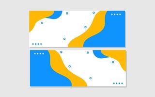 Two abstract banners with yellow and blue wavy shapes. vector