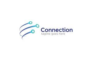 Connection Network Technology Logo Modern Business with Linear and Dot Symbol vector