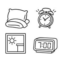 Morning Routine Icons - Cute Line Art for Wake Up Time vector