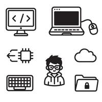 Technology Coding Doodle - Digital Innovation Illustration vector