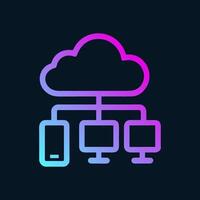 Connected digital devices and cloud computing. Icon symbol illustration vector