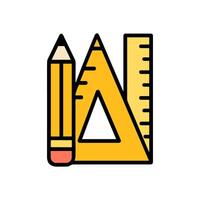Drafting tools stand at attention. Icon symbol illustration vector