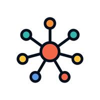 Colorful nodes interconnected by dark lines. Icon symbol illustration vector