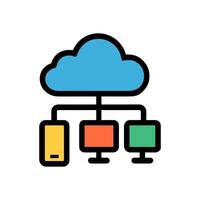 Network cloud with devices linked. Icon symbol illustration vector