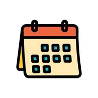 Upright calendar with days represented. Icon symbol illustration vector