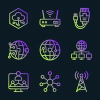 Network Communication Tech Icons Gleam. Icon symbol illustration vector