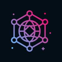 Interconnected global network abstract tech design. Icon symbol illustration vector