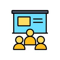 Presentation Audience watches projected chart. Icon symbol illustration vector